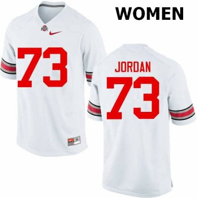 NCAA Ohio State Buckeyes Women's #73 Michael Jordan White Nike Football College Jersey ETI8545HW